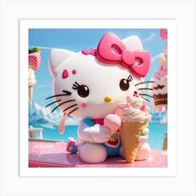 Hello kitty with ice-cream 1 Art Print