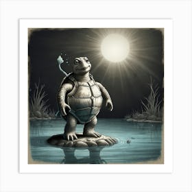 Turtle In The Moonlight 1 Art Print