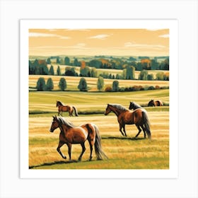 Horses In The Field 3 Art Print