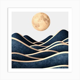 Moon And Waves 71 Art Print