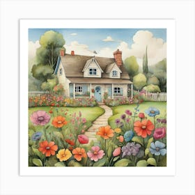 Cottage Garden Children's Drawing Art Print 2 Art Print