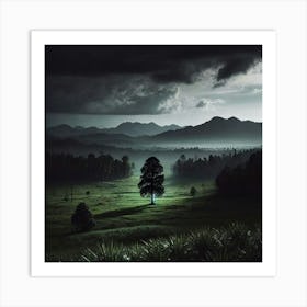 Lone Tree In A Field 2 Art Print