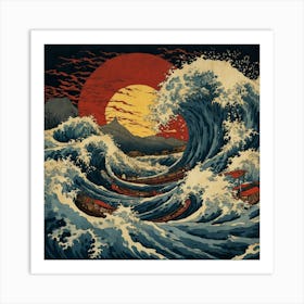 Default Katsushika Hokusais Japanese Depiction Of A Very Turbu 2 ١ 1 Art Print