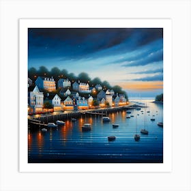 Harbor At Night Art Print