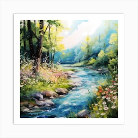 Whispers of Water: Brushstroke Sonata Art Print