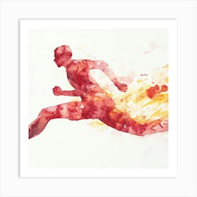 Watercolor Portrait Of A Man Running Art Print