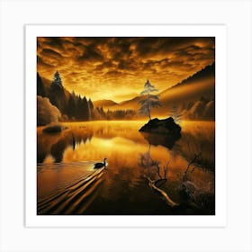 Sunset In The Lake 1 Art Print