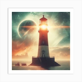 Lighthouse In Space Art Print