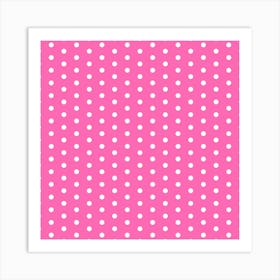 White Polka Dots On A Pink Background Art Print