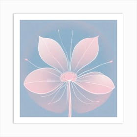 A White And Pink Flower In Minimalist Style Square Composition 99 Art Print