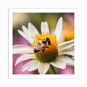 Bee On A Flower Art Print