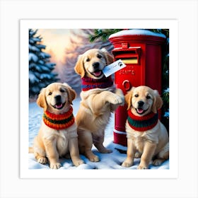 Golden Retriever Christmas-Letter To Santa Art Print