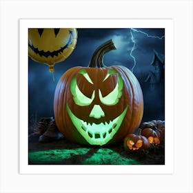 Halloween Pumpkin Carving 1 Art Print