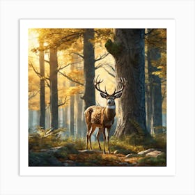 Deer In The Woods 55 Art Print