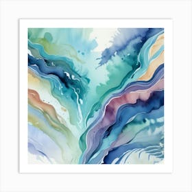 1000015020 Abstract river canvas watercolor art print Art Print