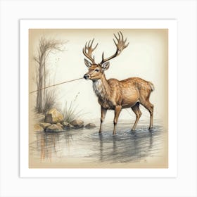 Deer With A Fly Art Print