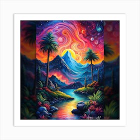 Psychedelic Landscape Painting Art Print