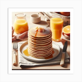 Pancakes And Orange Juice Art Print