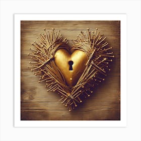 Golden Heart With A Key Art Print