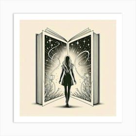 Magic book and girl 3 Art Print