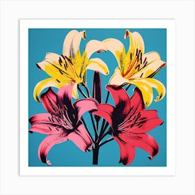 Andy Warhol Style Pop Art Flowers Lily 4 Square Art Print