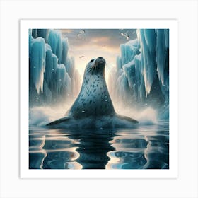 Seal In The Ice Art Print