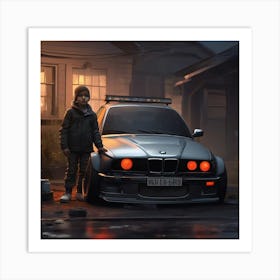 BMW with a boy Art Print