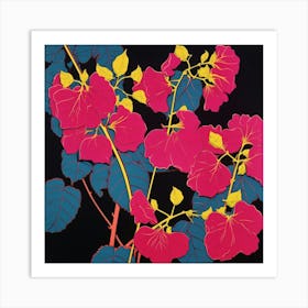 Bougainvillea 2 Pop Art Illustration Square Art Print