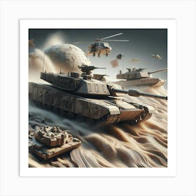 Military Vehicles In The Desert Art Print