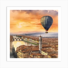 Hot Air Balloon Over Florence Art Print