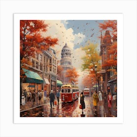 City In Autumn Art Print