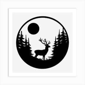 Deer land silhouette Art Print