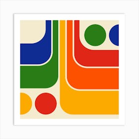 Retro 70s Style Geometric Abstract 3 Art Print