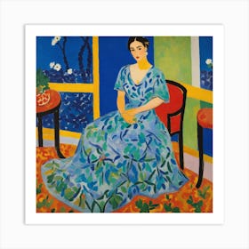 Woman In A Blue Dress 6 Art Print