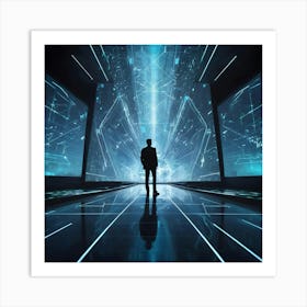 Futuristic Man In A Futuristic Building Art Print