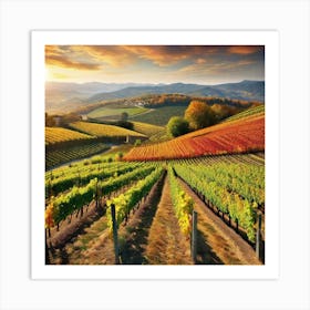 Vineyards At Sunset 8 Art Print