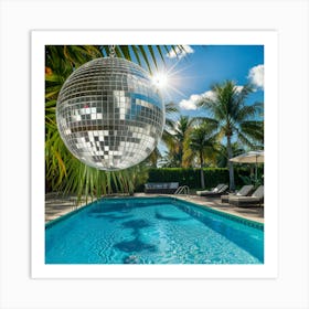 Disco Ball In A Pool, Summer Vibes (3) Art Print