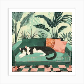 Cat On The Couch 4 Art Print