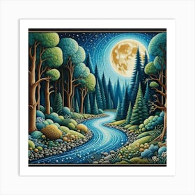 Moonlight In The Forest 3 Art Print