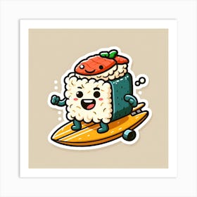 Sushi Surfboard Sticker 3 Art Print