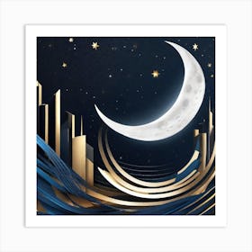 Moon And Stars 1 Art Print