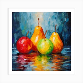 Three Pears On A Table Art Print