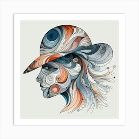 Abstract Woman In Hat Art Print