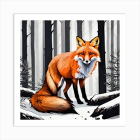 Fox In The Woods 2 Art Print