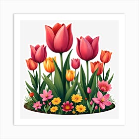 Tulips In The Garden Art Print