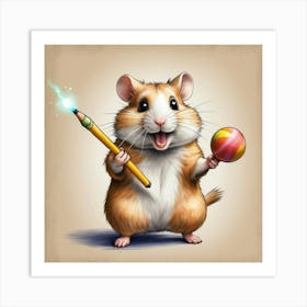 Hamster With A Pencil 1 Art Print