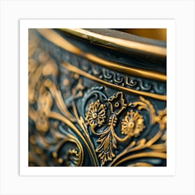 Close Up Of A Gold Vase Art Print