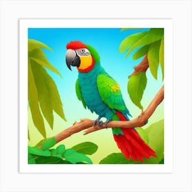 Parrot On A Branch Art Print