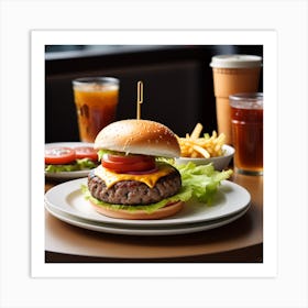 Hamburger And Fries 15 Art Print