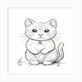 Cute Cat Coloring Pages Art Print